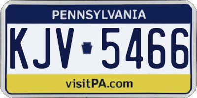 PA license plate KJV5466
