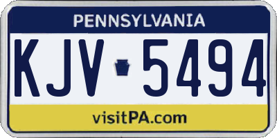 PA license plate KJV5494