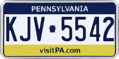 PA license plate KJV5542