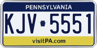 PA license plate KJV5551
