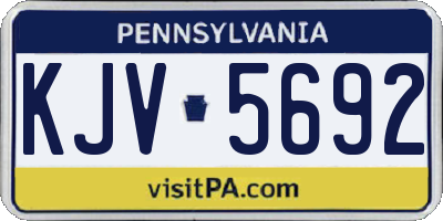 PA license plate KJV5692