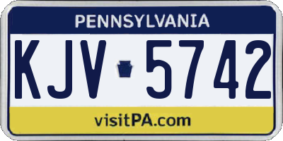 PA license plate KJV5742