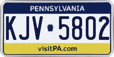 PA license plate KJV5802