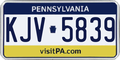PA license plate KJV5839