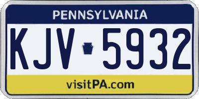 PA license plate KJV5932