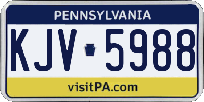 PA license plate KJV5988