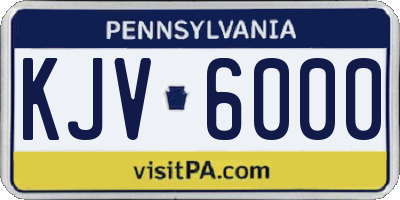 PA license plate KJV6000
