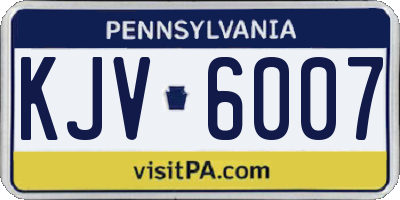 PA license plate KJV6007