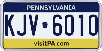 PA license plate KJV6010