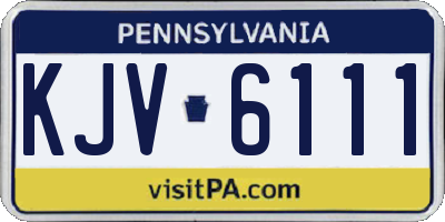 PA license plate KJV6111