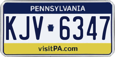 PA license plate KJV6347