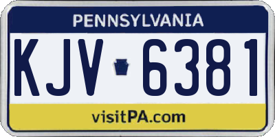 PA license plate KJV6381