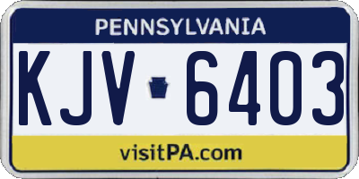 PA license plate KJV6403