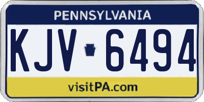 PA license plate KJV6494
