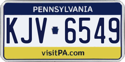 PA license plate KJV6549