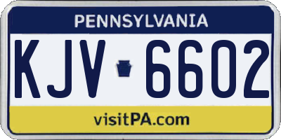 PA license plate KJV6602