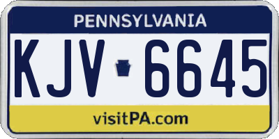 PA license plate KJV6645