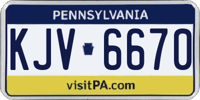 PA license plate KJV6670