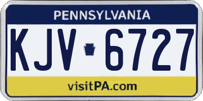 PA license plate KJV6727