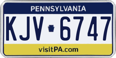 PA license plate KJV6747