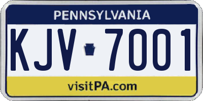PA license plate KJV7001