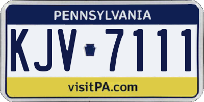 PA license plate KJV7111