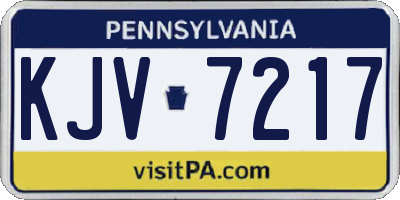 PA license plate KJV7217