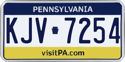 PA license plate KJV7254