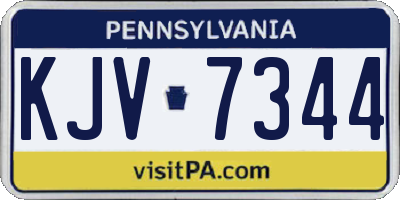 PA license plate KJV7344