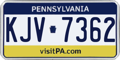 PA license plate KJV7362