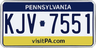 PA license plate KJV7551