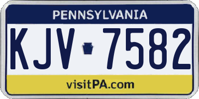 PA license plate KJV7582