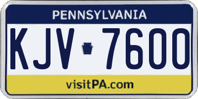 PA license plate KJV7600