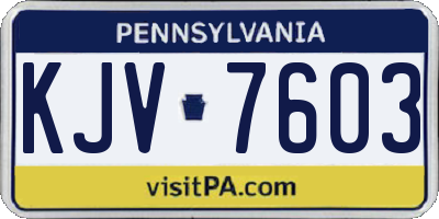 PA license plate KJV7603