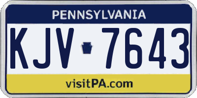 PA license plate KJV7643