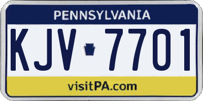 PA license plate KJV7701