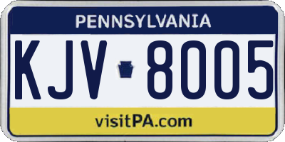 PA license plate KJV8005