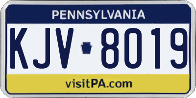 PA license plate KJV8019