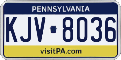 PA license plate KJV8036