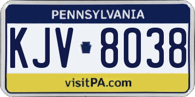 PA license plate KJV8038