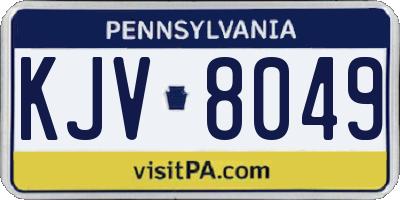 PA license plate KJV8049