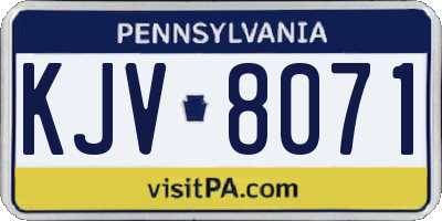 PA license plate KJV8071
