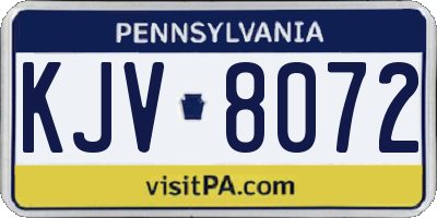 PA license plate KJV8072