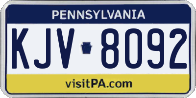 PA license plate KJV8092