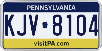 PA license plate KJV8104