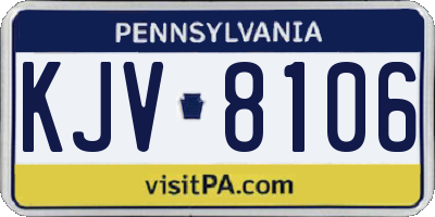 PA license plate KJV8106