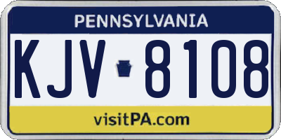 PA license plate KJV8108