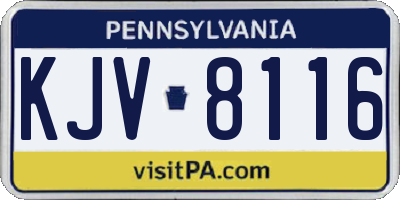 PA license plate KJV8116