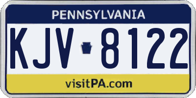 PA license plate KJV8122