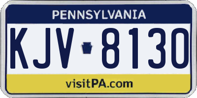PA license plate KJV8130